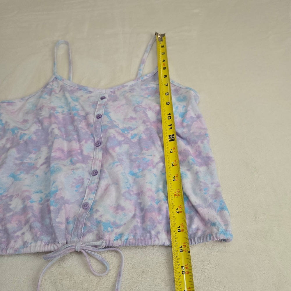 Cherokee Womens S Tie Dye Camisole Button Front Drawstring‎ Tie Tank Top Purple - Picture 3 of 8